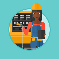 Image showing Electrician with electrical equipment.