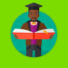 Image showing Graduate with book in hands vector illustration.