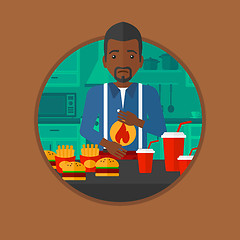 Image showing Man suffering from heartburn vector illustration.