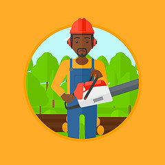 Image showing Woodcutter with chainsaw vector illustration.