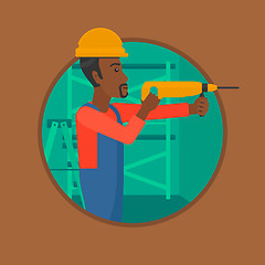 Image showing Worker with hammer drill vector illustration.