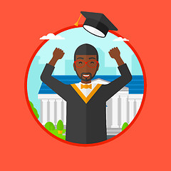 Image showing Graduate throwing up his hat vector illustration.