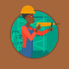 Image showing Worker with hammer drill vector illustration.