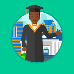 Image showing Graduate giving thumb up vector illustration.