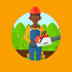 Image showing Woodcutter with chainsaw vector illustration.