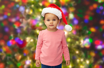 Image showing beautiful little baby girl in christmas santa hat