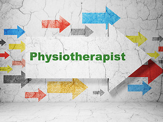 Image showing Healthcare concept: arrow with Physiotherapist on grunge wall background