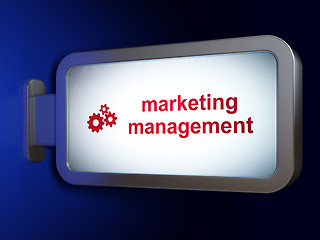 Image showing Advertising concept: Marketing Management and Gears on billboard background