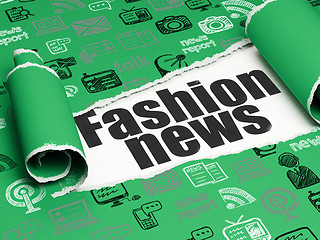 Image showing News concept: black text Fashion News under the piece of  torn paper