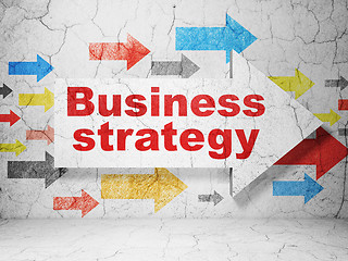 Image showing Business concept: arrow with Business Strategy on grunge wall background