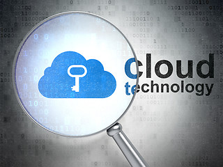 Image showing Cloud computing concept: Cloud With Key and Cloud Technology with optical glass