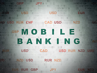 Image showing Currency concept: Mobile Banking on Digital Data Paper background