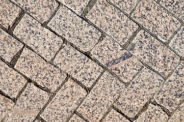 Image showing Pavement of granite tiles at an angle