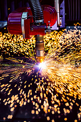 Image showing CNC Laser plasma cutting of metal, modern industrial technology.