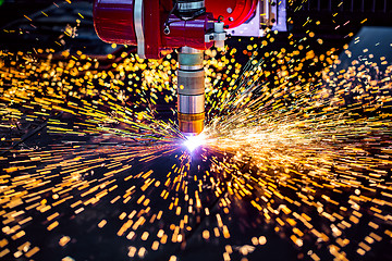 Image showing CNC Laser plasma cutting of metal, modern industrial technology.