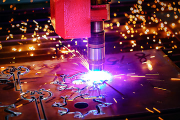 Image showing CNC Laser plasma cutting of metal, modern industrial technology.