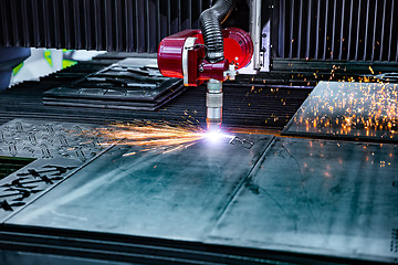 Image showing CNC Laser plasma cutting of metal, modern industrial technology.