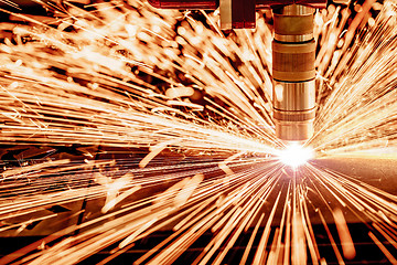 Image showing CNC Laser plasma cutting of metal, modern industrial technology.