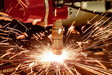 Image showing CNC Laser plasma cutting of metal, modern industrial technology.