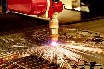 Image showing CNC Laser plasma cutting of metal, modern industrial technology.