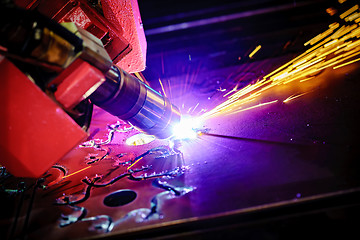 Image showing CNC Laser plasma cutting of metal, modern industrial technology.