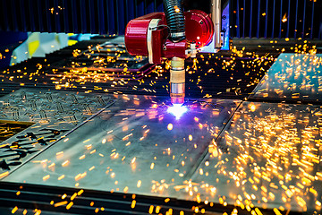 Image showing CNC Laser plasma cutting of metal, modern industrial technology.