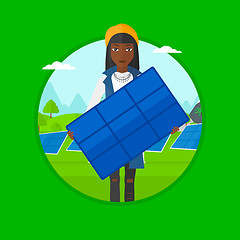 Image showing Woman holding solar panel vector illustration.