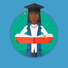 Image showing Graduate with book in hands vector illustration.