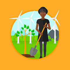 Image showing Woman plants tree vector illustration.