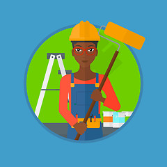 Image showing Painter with paint roller vector illustration.