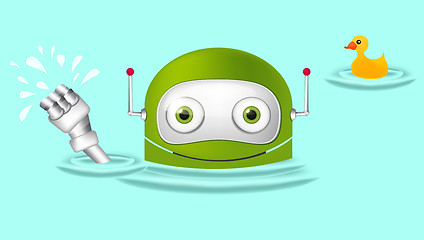 Image showing Green robot character