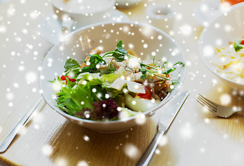 Image showing close up of caesar salad on plate at restaurant