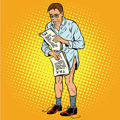 Image showing Retro businessman without pants because of taxes