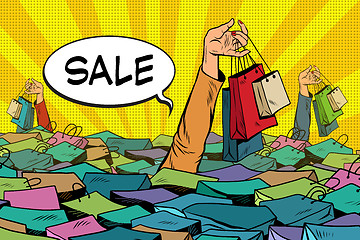 Image showing sales, people drowning in the ocean of shopping