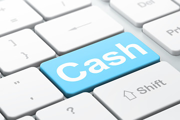 Image showing Currency concept: Cash on computer keyboard background