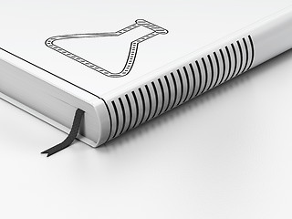 Image showing Science concept: closed book, Flask on white background