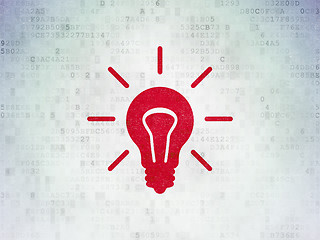 Image showing Business concept: Light Bulb on Digital Data Paper background