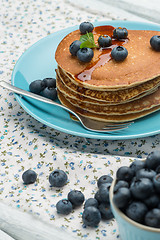 Image showing Pancakes with fresh blackberries