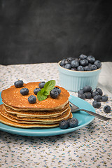 Image showing Pancakes with fresh blackberries