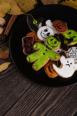 Image showing Homemade delicious ginger biscuits for Halloween