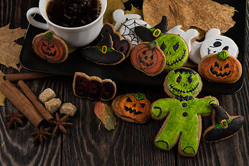 Image showing Homemade delicious ginger biscuits for Halloween