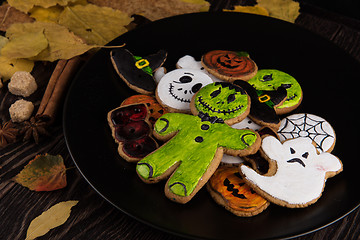 Image showing Homemade delicious ginger biscuits for Halloween