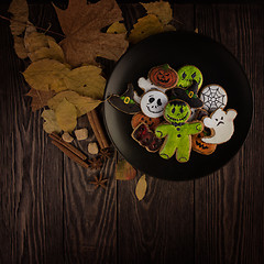 Image showing Homemade delicious ginger biscuits for Halloween