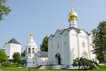 Image showing Sergiev Posad - August 10, 2015: Friday Church and bell tower standing next to Sergiev Posad