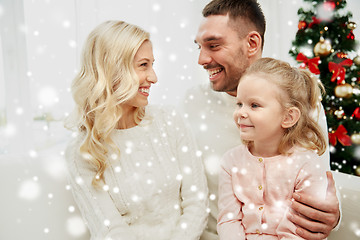 Image showing happy family at home with christmas tree