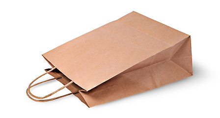 Image showing Empty open brown paper bag for food lying