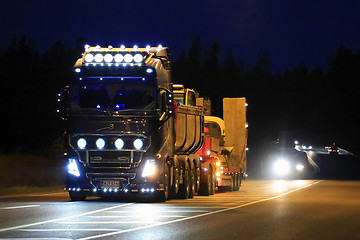 Image showing Volvo FH16 Show Truck Beautiful Lighting at Night