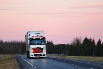 Image showing Trucking Under Pink Sky