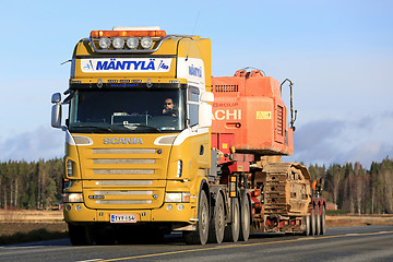 Image showing Scania R620 Hauls Excavator as Oversize Load Transport