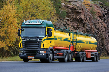 Image showing Colorful Scania R500 Tank Truck on the Road